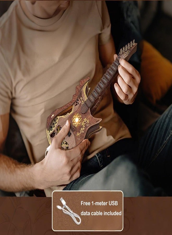 CUTEROOM 3D Wooden Puzzle Chord Guitar - DIY Mechanical Model Kit for Adults, Wooden Gear Construction Craft Set, Creative Jigsaw Puzzle Gift for Birthday Christmas - Image 3